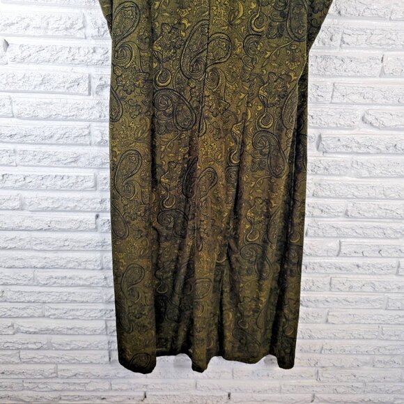 Studio I Womens Dress 22W Plus Shift Midi Sleeveless Green Paisley Zip PAI29E - Picture 8 of 11
